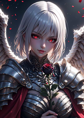 Anime Angel Knight with Rose