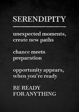 Serendipity quote on chalkboard
