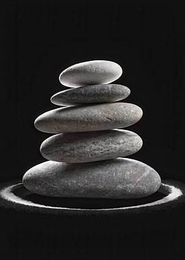 Zen Balance Stones Stack in Minimalist Style