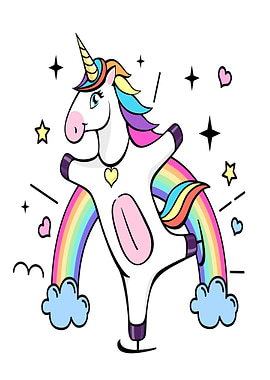 Unicorn Ice Skating on Rainbow