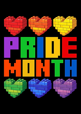 Pride Month Lego Hearts Text Art