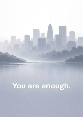 Cityscape with inspirational text