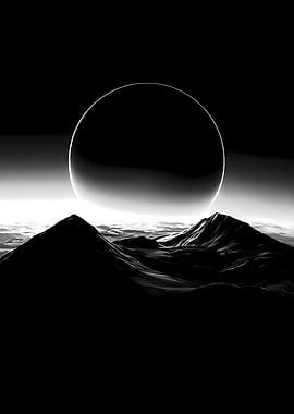 Alien Landscape with Ringed Planet