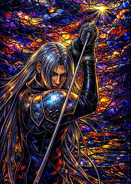 Sephiroth in Stained Glass Style