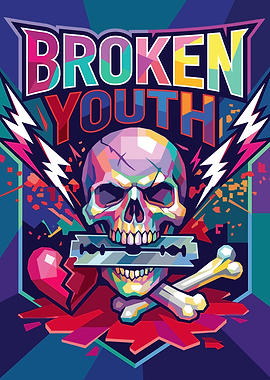 Broken Youth Skull and Razor Blade