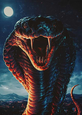 Giant Cobra Over Cityscape