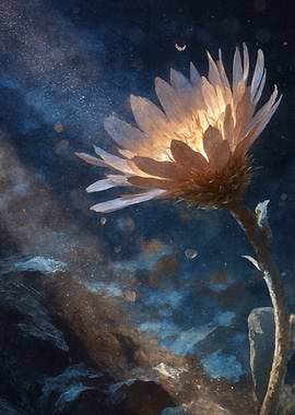 Glowing Flower in Cosmic Landscape