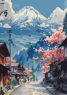 Mount Fuji with Cherry Blossoms