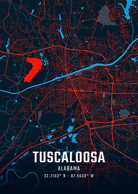 Tuscaloosa Alabama City Map