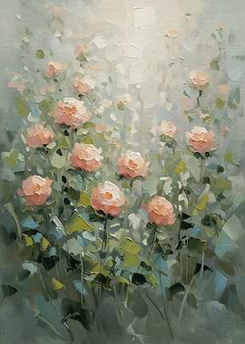 Impressionistic Pink Roses Painting