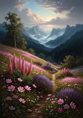 Mountain Valley Wildflower Landscape