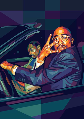 Tupac and Snoop Dogg in a Car
