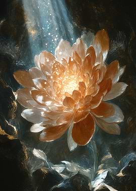 Luminous Orange Flower in Dark Setting