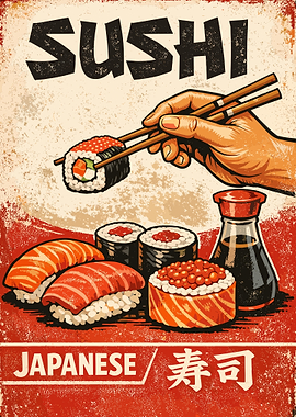 Vintage Sushi Food Japan
