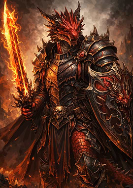 Dragon Knight with Fiery Sword