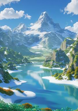 Majestic Snow-Capped Mountains Reflecting in a Lake