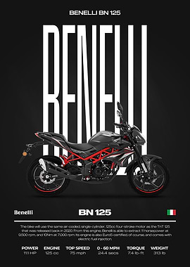Benelli BN 125 Motorcycle Poster