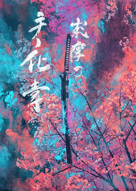 Samurai Sword with Cherry Blossoms