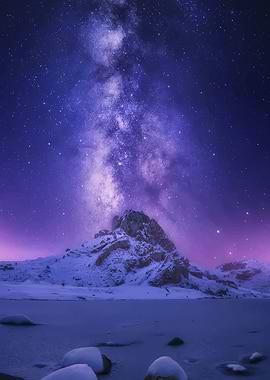 Milky Way over Snowy Mountains