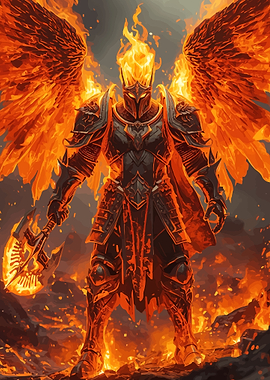 Fiery Angel Warrior with Axe