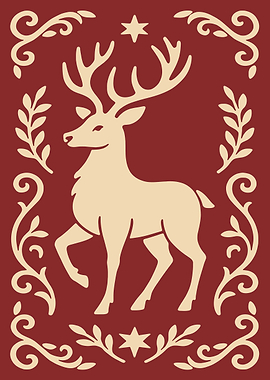 Stag with Floral Border