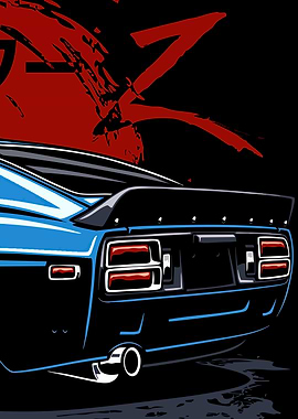 Blue Nissan Z Car Rear View