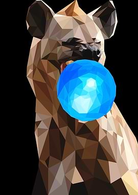 Low Poly Hyena with Blue Bubble