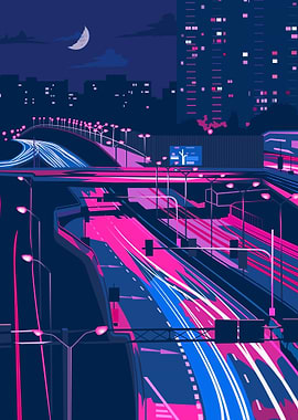 Neon Cityscape at Night