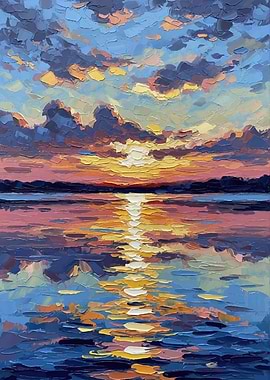 Impressionistic Sunset Over Water