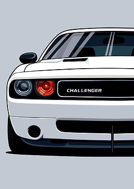 White Dodge Challenger Front View