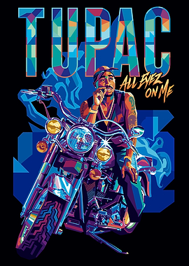 Tupac Shakur on a Motorcycle