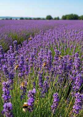 Bees in a Lavender Field