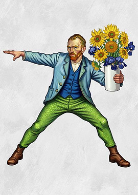Vincent van Gogh with Sunflowers