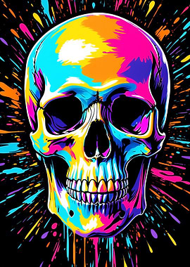 Vibrant Skull Pop Art