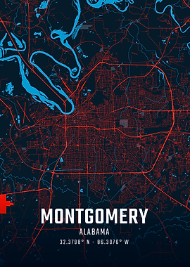 Montgomery, Alabama Map Art