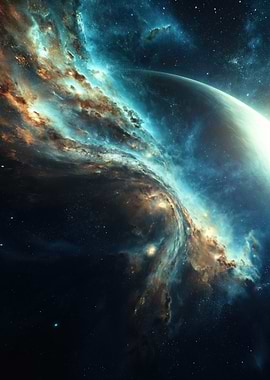 Cosmic Nebula and Planet