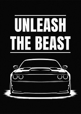 Unleash the Beast Car Poster Vector Art