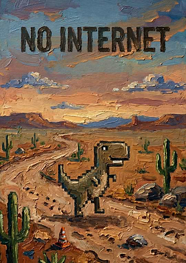 No Internet Dinosaur in Desert