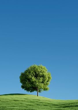 Lone Tree on a Grassy Hill