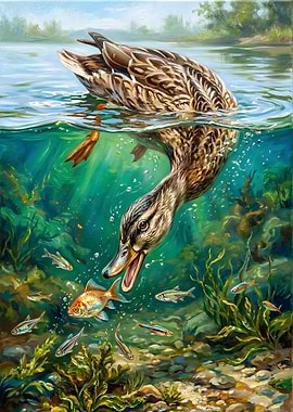 Duck Diving for Fish