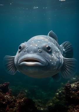 Close-up of a Grouper Fish Underwater