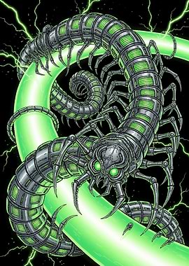 Cyberpunk Centipede Creature