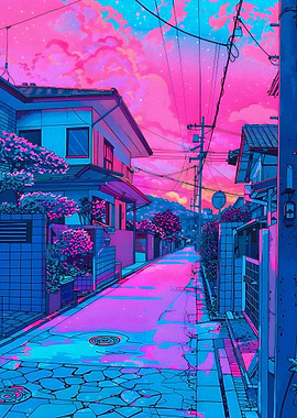 Vibrant Anime Street Scene