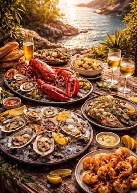 Seafood Feast by the Ocean