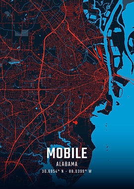Mobile Alabama City Map