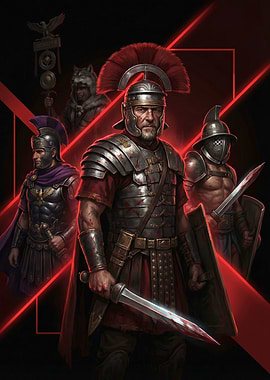 Roman Soldiers and Gladiator