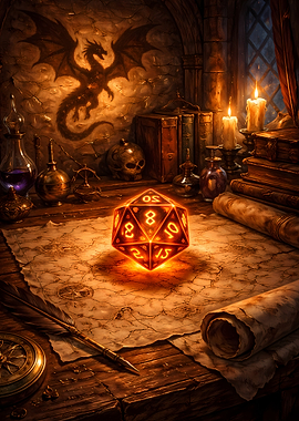 Fantasy D20 Dice on Map