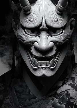 Oni Mask with Floral Kimono