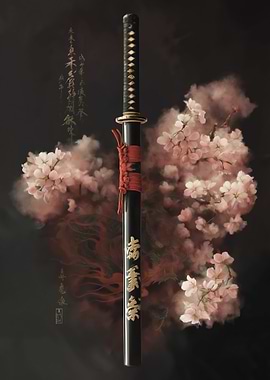 Samurai Sword with Cherry Blossoms