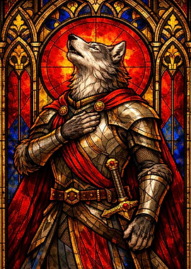 Wolf Knight in Stained Glass